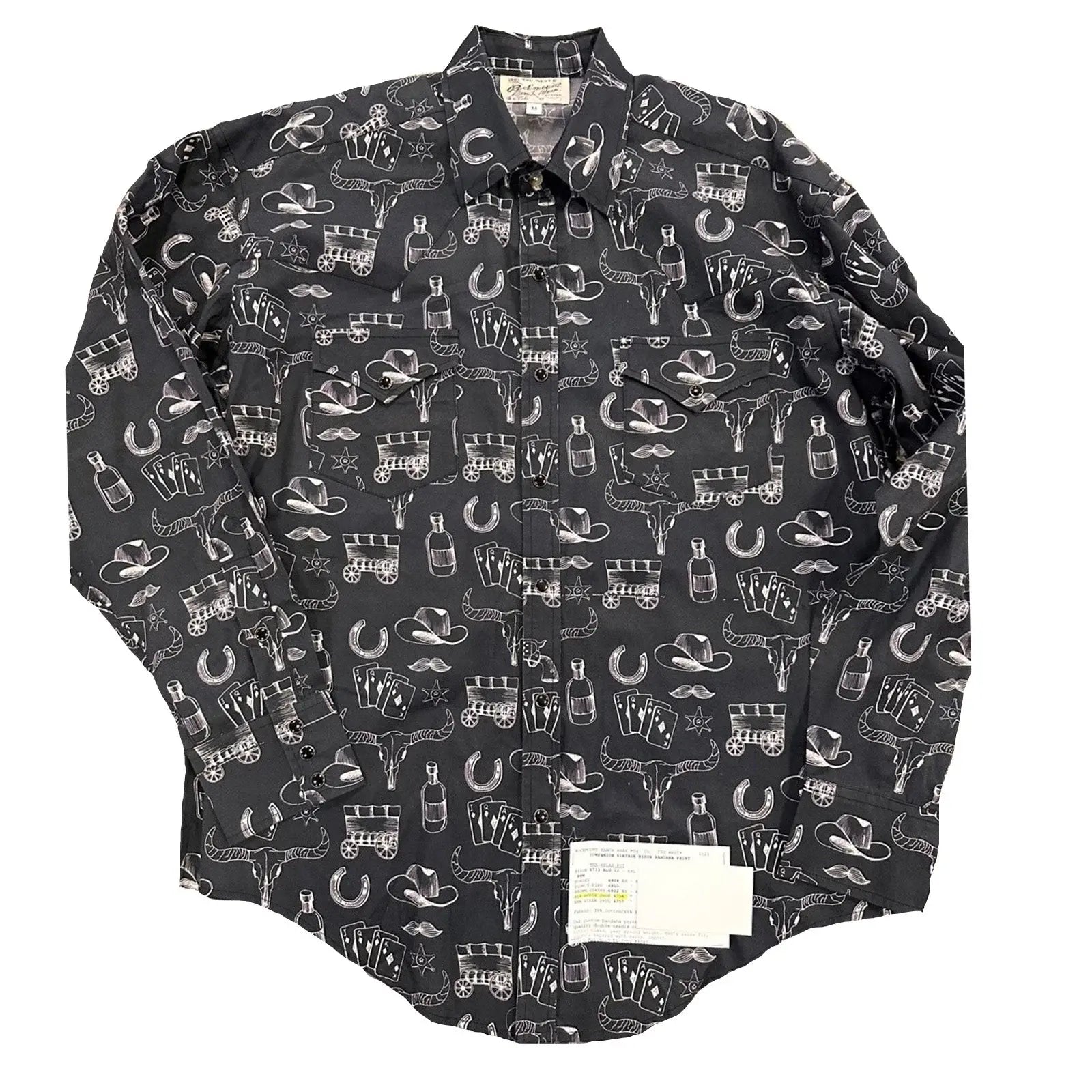 Rockmount Clothing Men's Vintage Black Hat & Horse Shoe Card Western Print - Rockmount Clothing - Flyclothing LLC