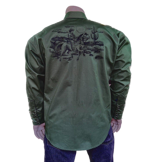 Rockmount Clothing Men's Green Vintage Rider Western Embroidery - Rockmount Clothing