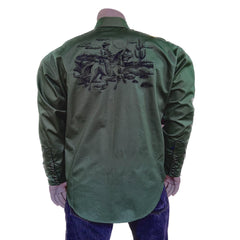 Rockmount Clothing Men's Green Vintage Rider Western Embroidery