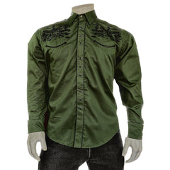 Rockmount Clothing Men's Green Vintage Rider Western Embroidery - Rockmount Clothing