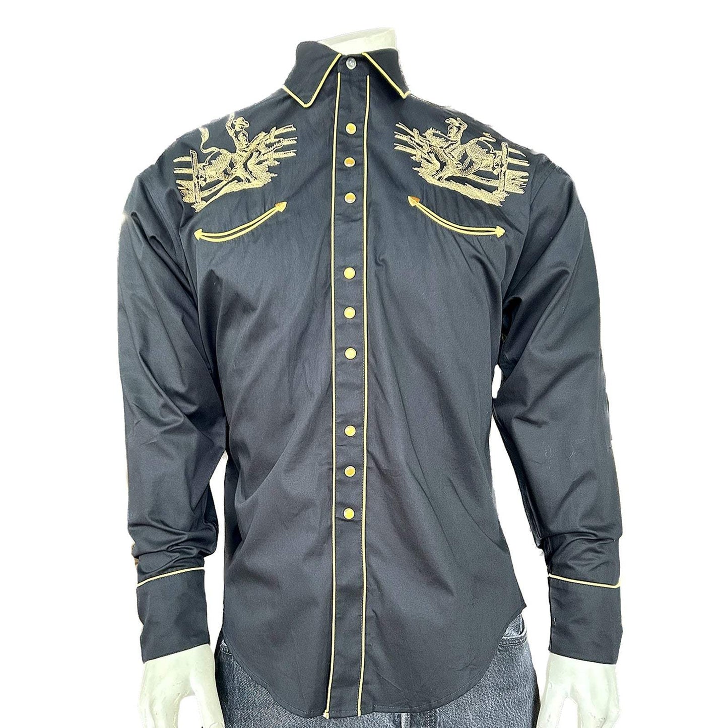 Rockmount Clothing Men's Black Vintage Bull Rider Embroidery - Rockmount Clothing - Flyclothing LLC