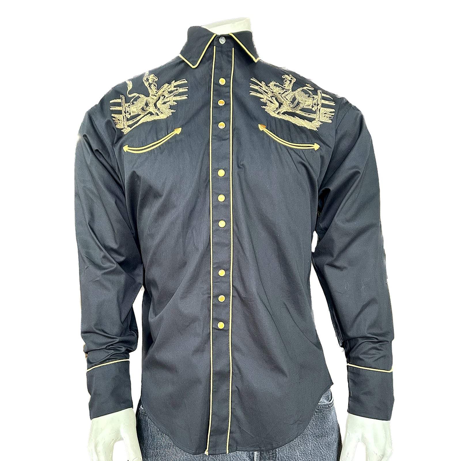 Rockmount Clothing Men's Black Vintage Bull Rider Embroidery - Rockmount Clothing - Flyclothing LLC