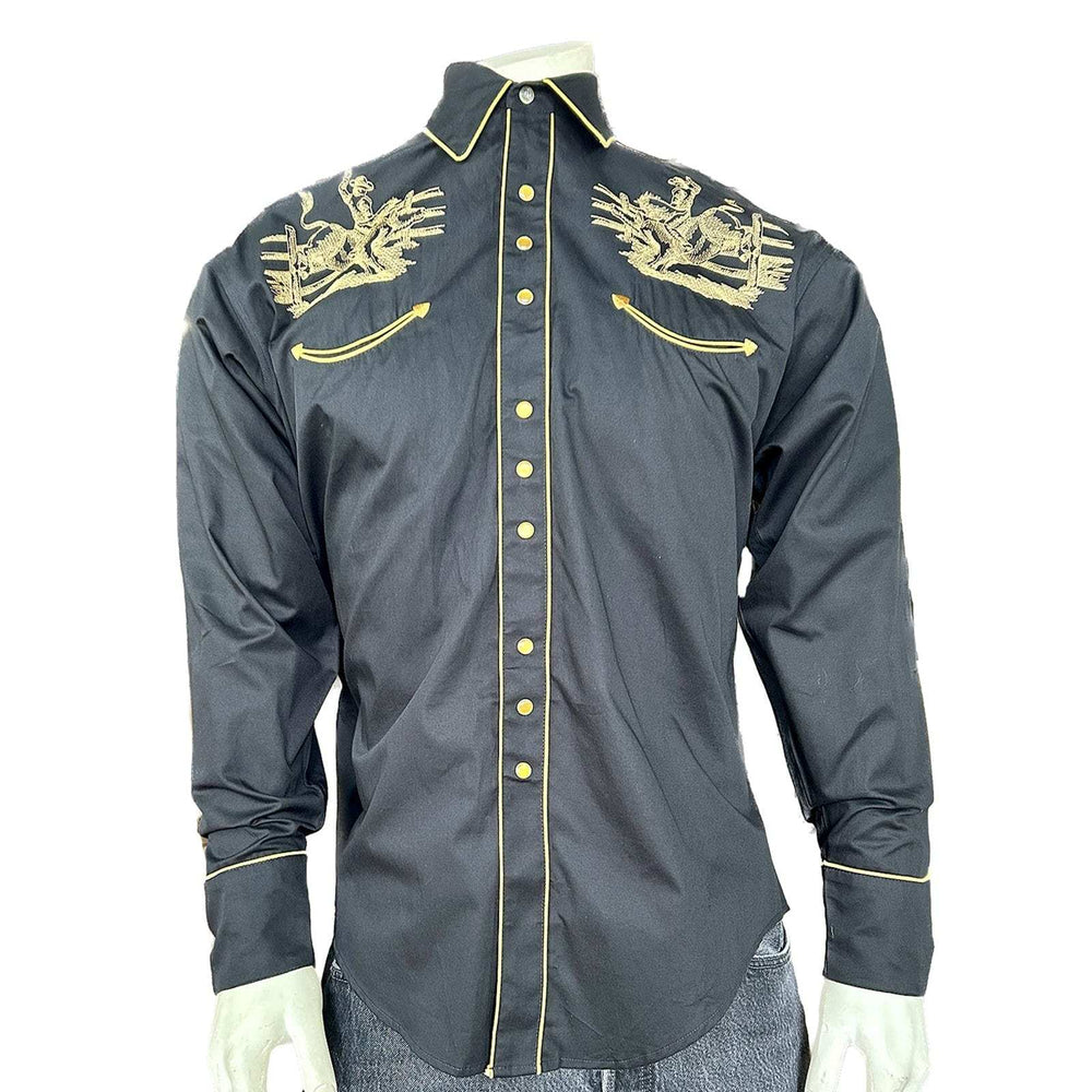 Rockmount Clothing Men's Black Vintage Bull Rider Embroidery - Rockmount Clothing - Flyclothing LLC