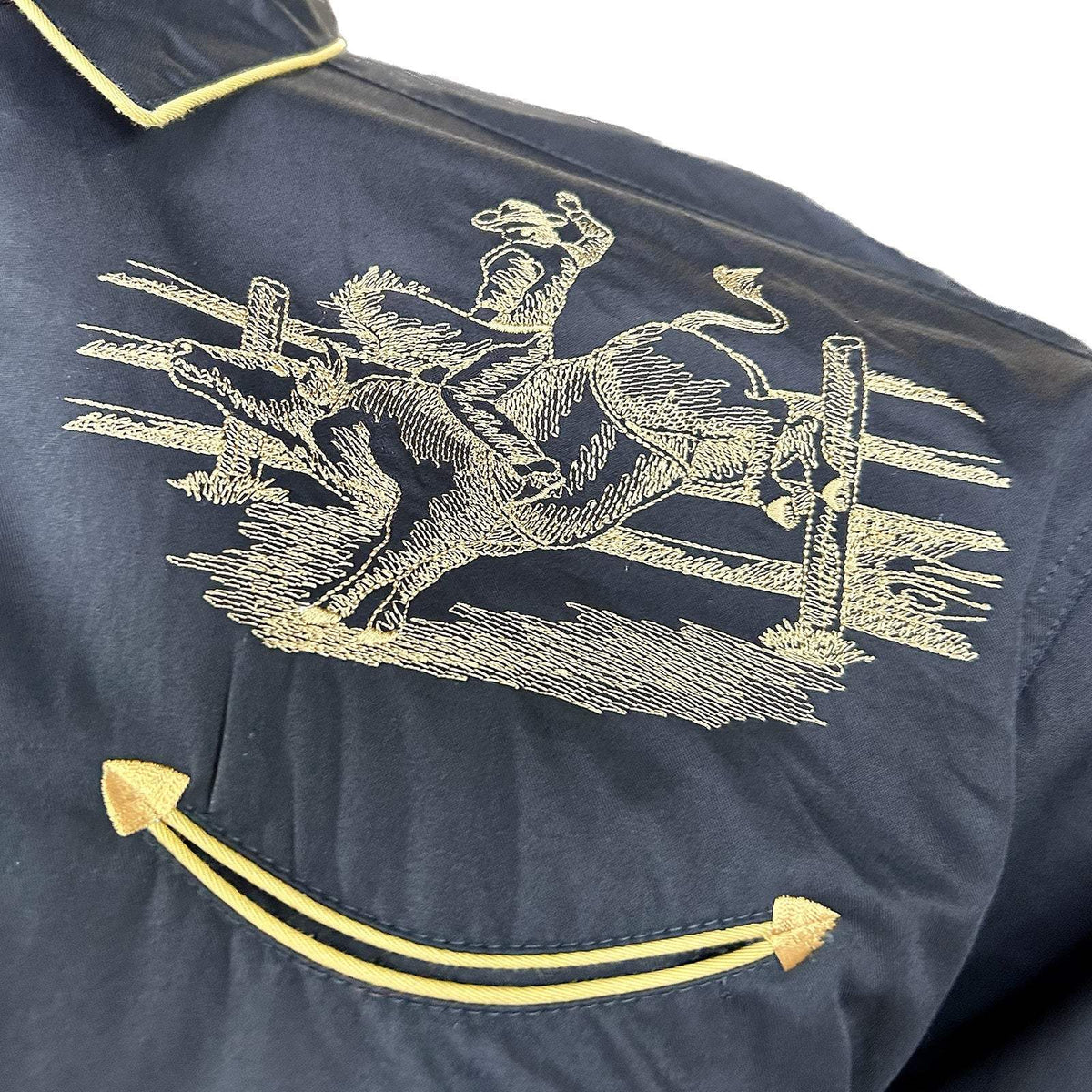 Bull Rider Clothes Rockmount Clothing Men's Black Vintage Bull Rider Embroidery ...