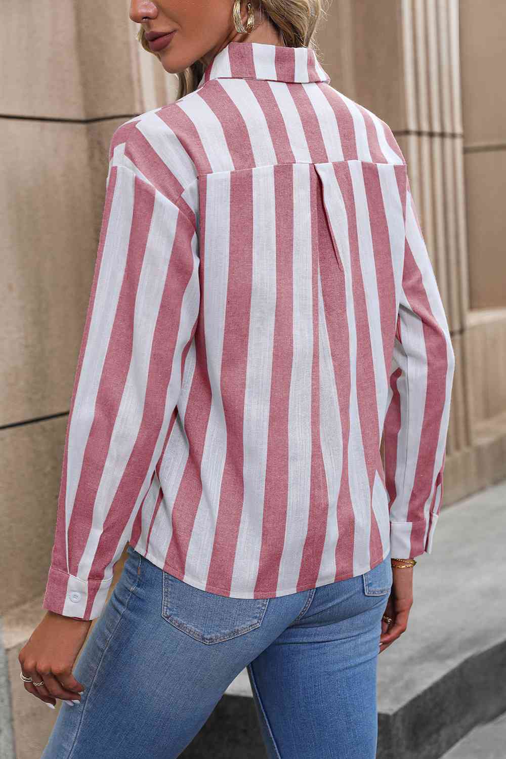 Striped Long Sleeve Shirt - Trendsi - Flyclothing LLC
