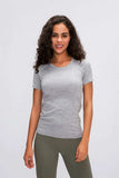 Round Neck Short Sleeve Active T-Shirt - Trendsi - Flyclothing LLC