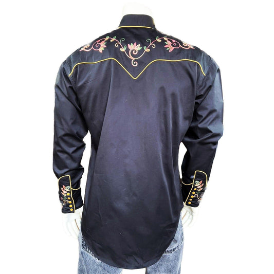 Rockmount Clothing Men's Black Vintage Variegated Floral Embroidery - Rockmount Clothing