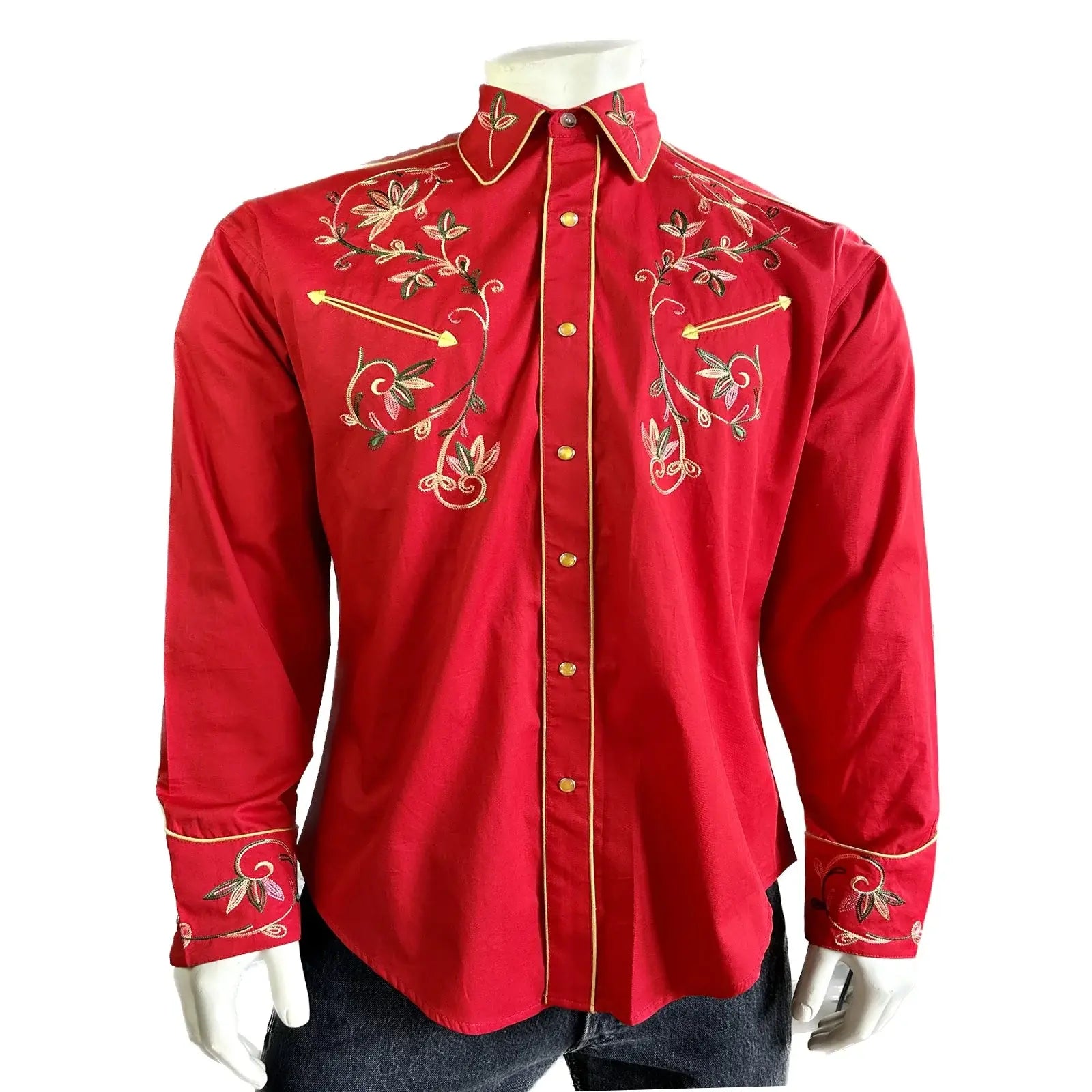 Rockmount Clothing Men's Red Vintage Variegated Floral Embroidery - Rockmount Clothing - Flyclothing LLC