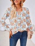 Full Size Square Neck Long Sleeve Blouse - Trendsi - Flyclothing LLC