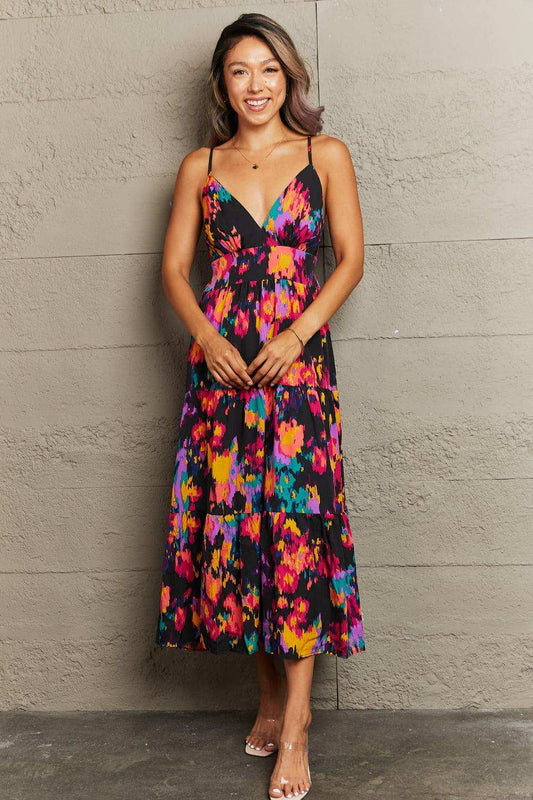 Cutout Spaghetti Strap Tiered Dress - Trendsi - Flyclothing LLC