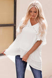 Flutter Sleeve High-Low Top - Trendsi - Flyclothing LLC
