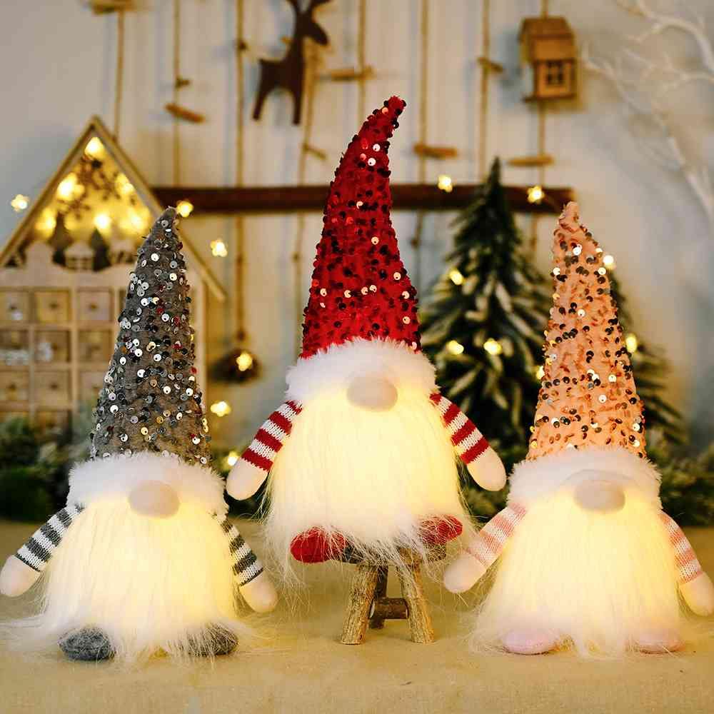 Sequin Light-Up Faceless Gnome - Trendsi