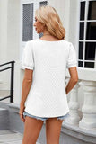 Eyelet Short Sleeve T-Shirt - Trendsi - Flyclothing LLC