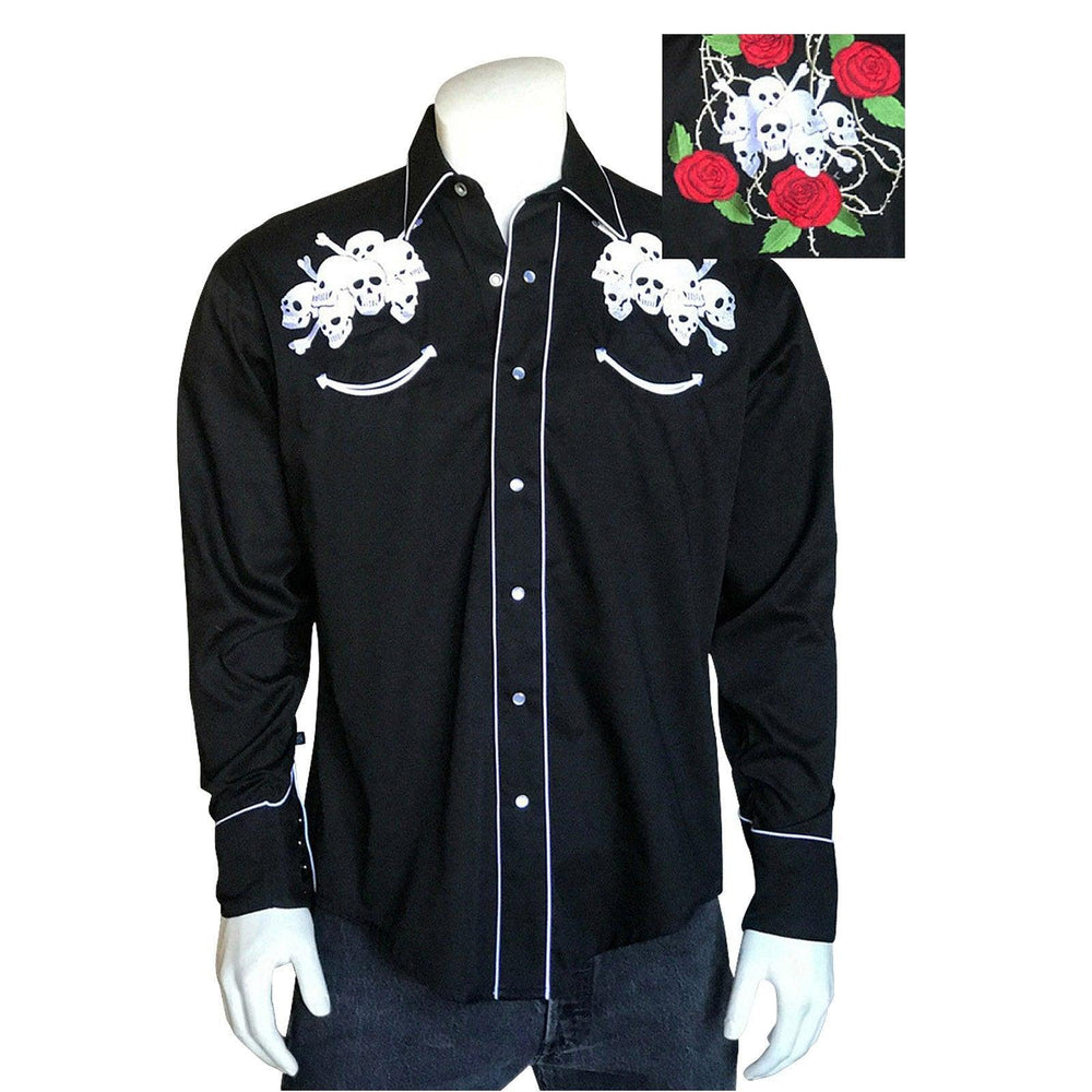 Men's Seven Skulls & Roses Embroidered Western Shirt - Rockmount Clothing