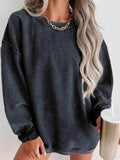 Round Neck Dropped Shoulder Sweatshirt - Trendsi - Flyclothing LLC