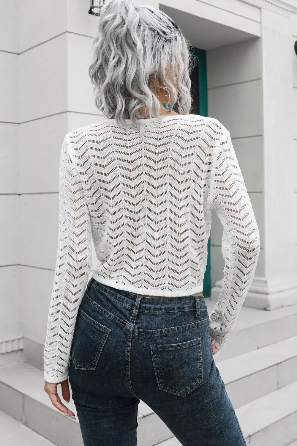 Drawstring V-Neck Long Sleeve Knit Top - Trendsi - Flyclothing LLC
