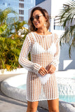 Cutout Round Neck Long Sleeve Cover-Up - Trendsi