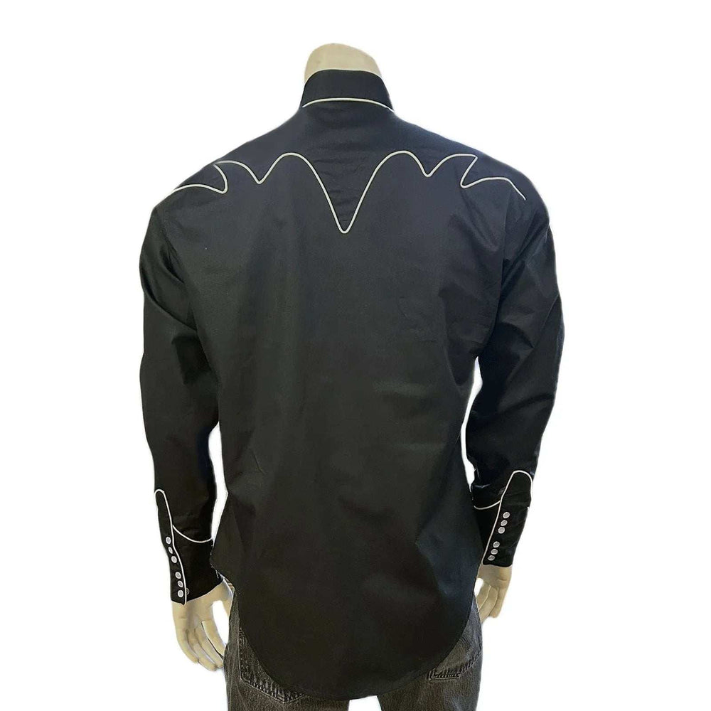 Rockmount Clothing Men's Vintage Solid Black Western Shirt with Lightning Piping - Rockmount Clothing - Flyclothing LLC