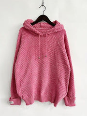 Drawstring Long Sleeve  Hooded Sweater - Trendsi
