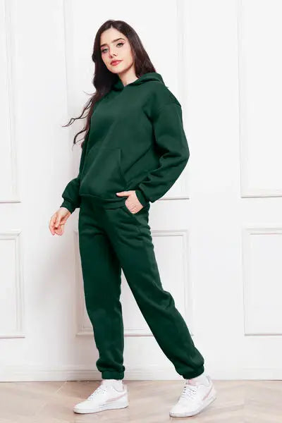 Drop Shoulder Long Sleeve Hoodie and Pants Set - Trendsi - Flyclothing LLC