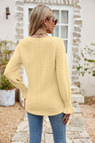 Eyelet Flounce Sleeve V-Neck Blouse - Trendsi