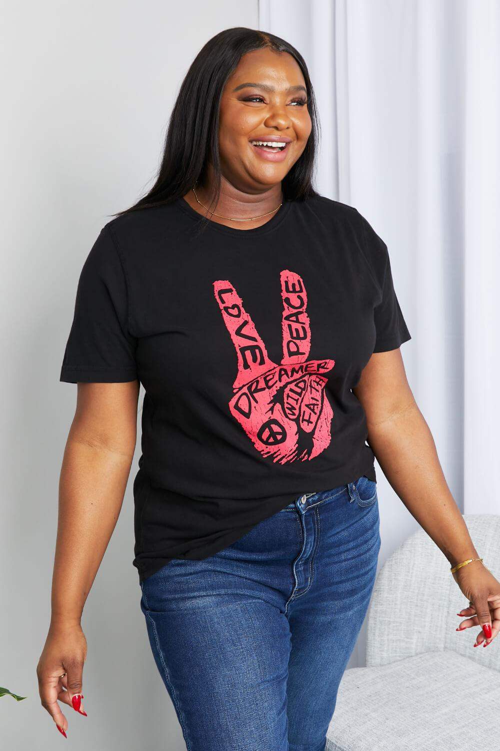 mineB Full Size Graphic Tunic T-Shirt - Trendsi - Flyclothing LLC
