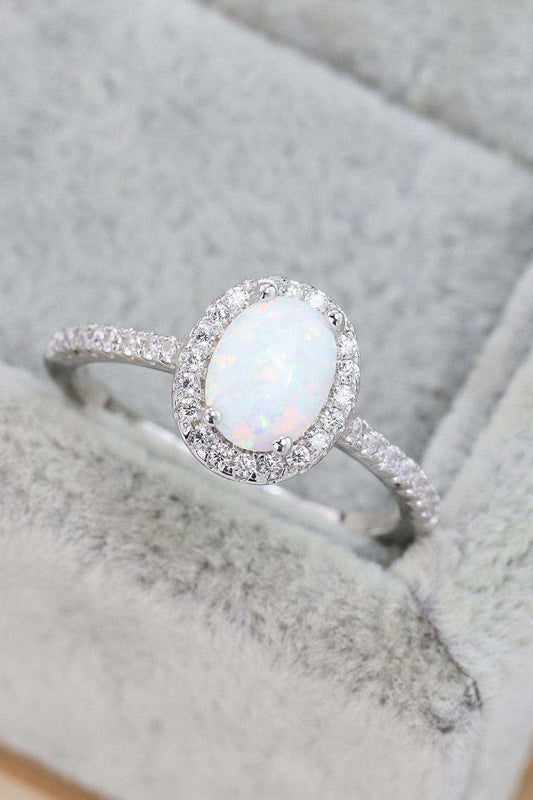Opal 925 Sterling Silver Halo Ring - Trendsi - Flyclothing LLC