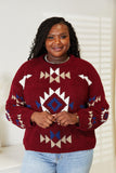HEYSON Full Size Aztec Soft Fuzzy Sweater - Trendsi