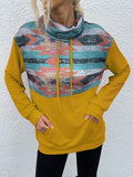 Geometric Drawstring Long-Sleeve Sweatshirt - Trendsi