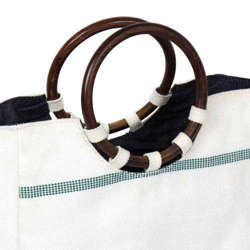 Firehose Wood Handled White Bag - Beaurer Creations - Flyclothing LLC
