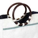 Firehose Wood Handled White Bag - Beaurer Creations - Flyclothing LLC