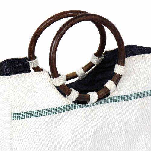 Firehose Wood Handled White Bag - Beaurer Creations - Flyclothing LLC