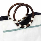 Firehose Wood Handled White Bag - Beaurer Creations