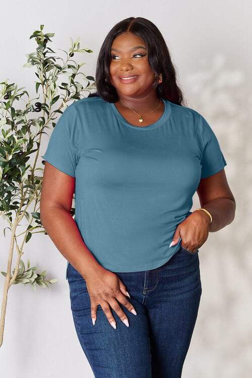 Basic Bae Full Size Round Neck Short Sleeve T-Shirt - Trendsi - Flyclothing LLC