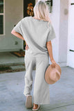 Short Sleeve Top and Pants Set - Trendsi - Flyclothing LLC