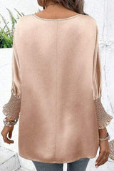 Round Neck Batwing Sleeve Blouse - Trendsi - Flyclothing LLC