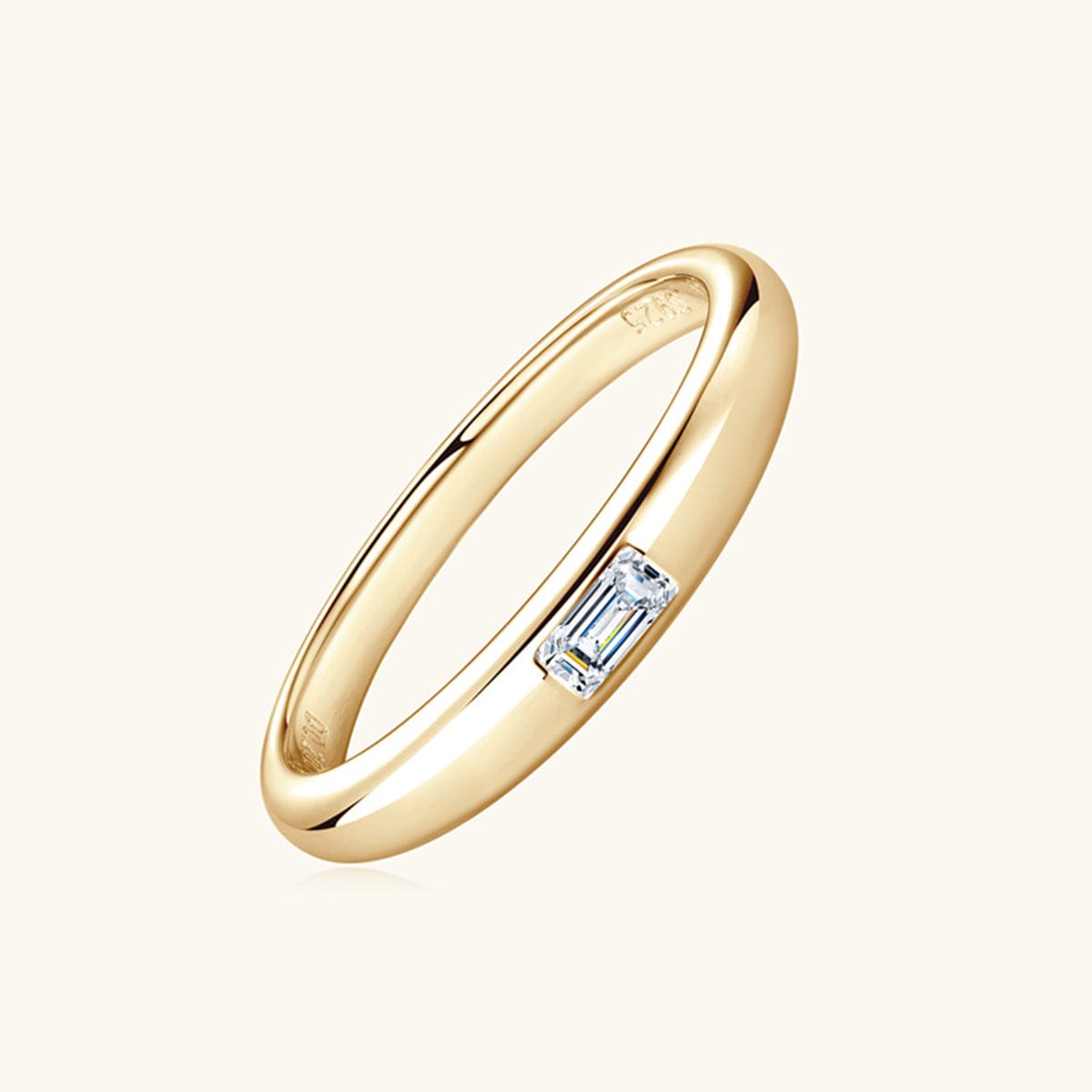 925 Sterling Silver Inlaid Moissanite Ring - Trendsi