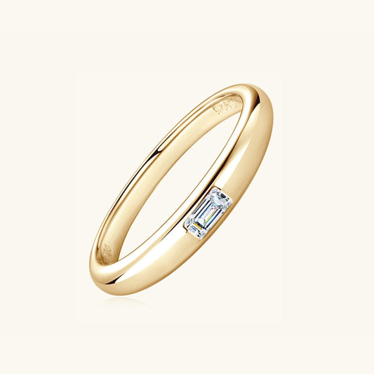 925 Sterling Silver Inlaid Moissanite Ring - Trendsi