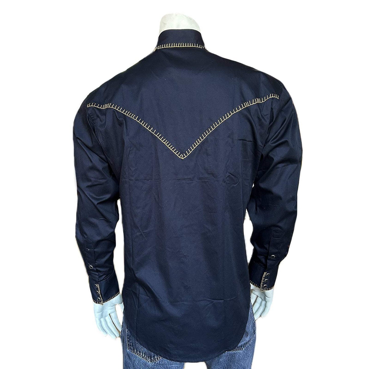 Rockmount Clothing Men's Black Denim Blanket Stitch Western Shirt - Rockmount Clothing - Flyclothing LLC