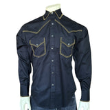 Rockmount Clothing Women's Black Denim Blanket Stitch Western Shirt - Rockmount Clothing