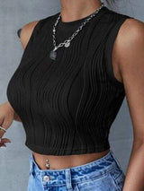 Round Neck Cropped Tank - Trendsi - Flyclothing LLC