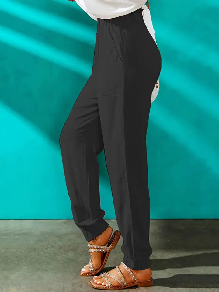 High Waist Joggers with Pockets - Trendsi - Flyclothing LLC