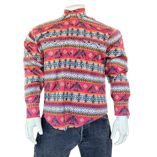 Rockmount Clothing Men's T-BIRD & Native Pattern Print Western Shirt