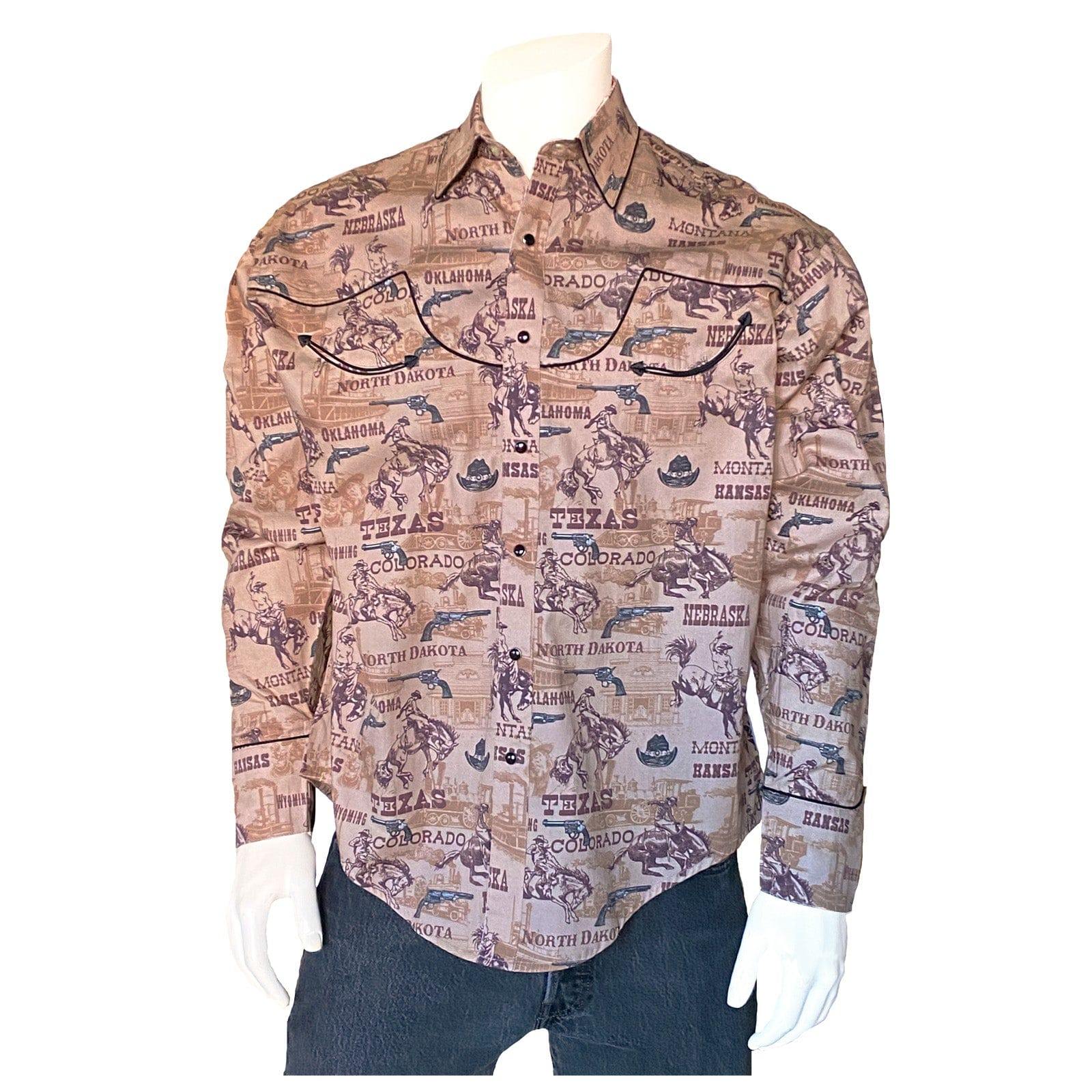 Rockmount Clothing Men's Vintage Brown Western States