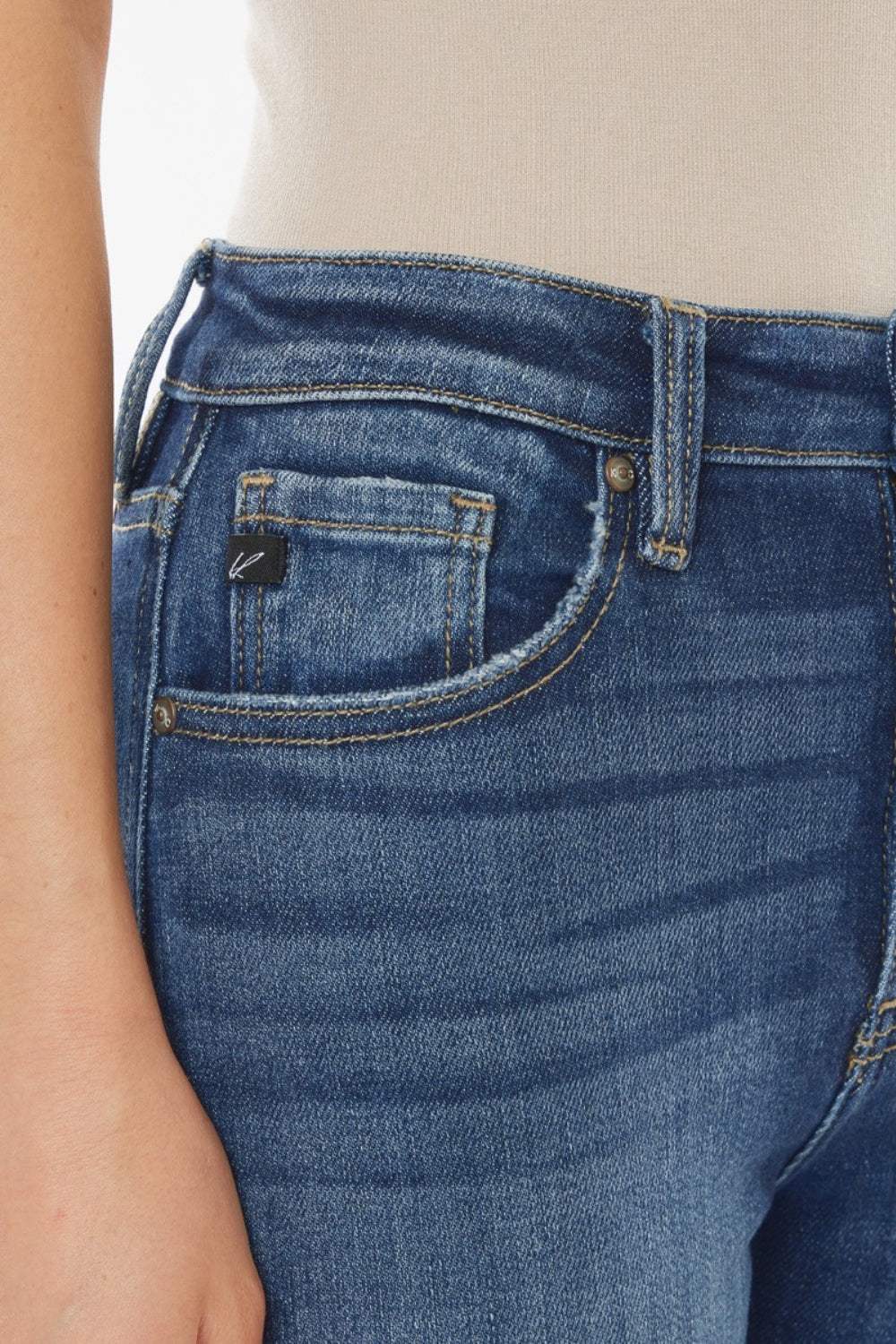 Kancan Raw Hem High Waist Cropped Jeans - Trendsi - Flyclothing LLC