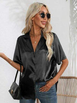 Button Up Collared Neck Shirt - Trendsi - Flyclothing LLC