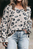 Plus Size Leopard V-Neck Dropped Shoulder T-Shirt - Trendsi - Flyclothing LLC