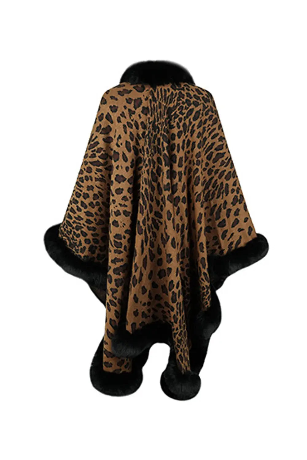 Leopard Open Front Poncho - Trendsi - Flyclothing LLC