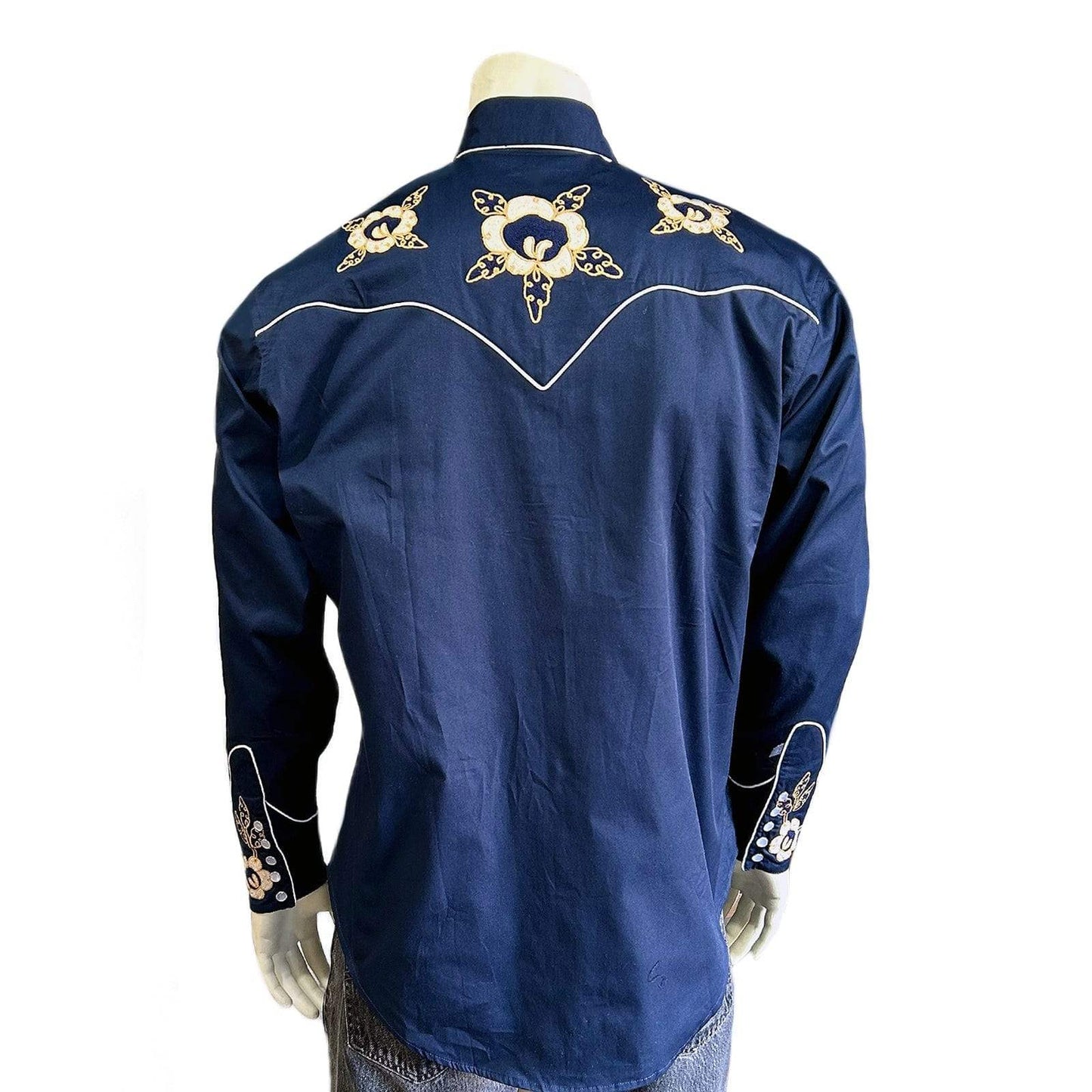 Rockmount Clothing Men's Navy Vintage Floral Embroidered Western shirt - Rockmount Clothing - Flyclothing LLC