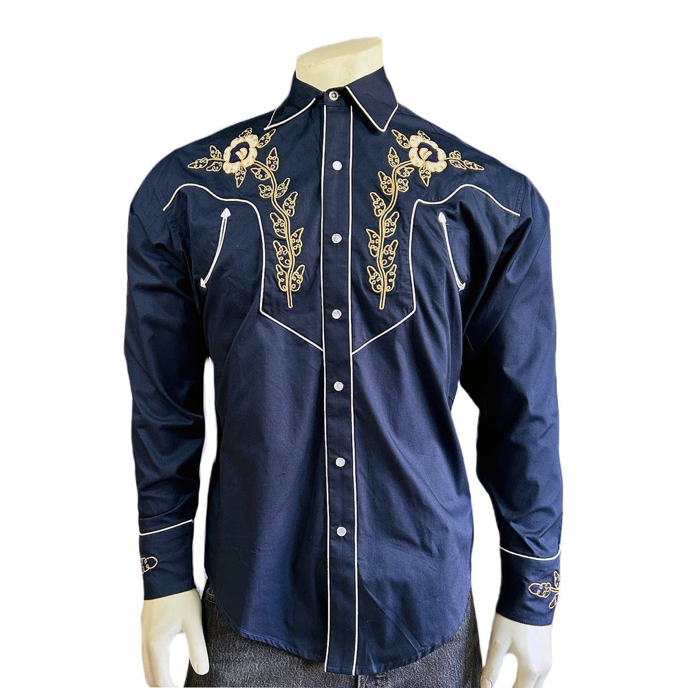 Rockmount Clothing Men's Navy Vintage Floral Embroidered Western shirt - Rockmount Clothing